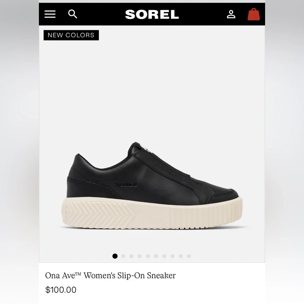 Sorel Black Leather Slip-On Shoes with Cream Sole - Picture 5 of 14